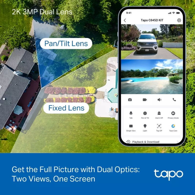 TP-Link Tapo C645D KIT, Päikeseenergial töötav pööratav/kallutatav juhtmevaba kaamera, 3MP