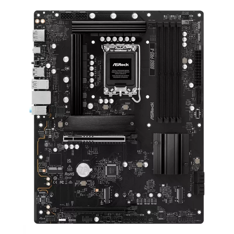 Emaplaat ASRock B860 Pro-A — Intel B860 ATX, LGA 1851, DDR5, 4x DIMM, 256GB, 2.5Gb LAN, 1x M.2, 4x SATA III