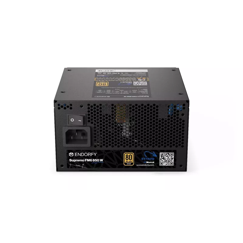 Toiteplokk ENDORFY Supremo FM6 850 W, 24-kontaktiline ATX, täielikult modulaarne, 80 PLUS Gold, 120 mm ventilaator, must