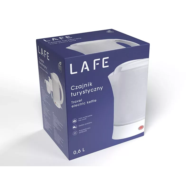 Elektriline veekeetja LAFE LAFCZA45865, roostevaba teras, 0,6 L, 600 W, helehall, hingedega lukustatav kaas