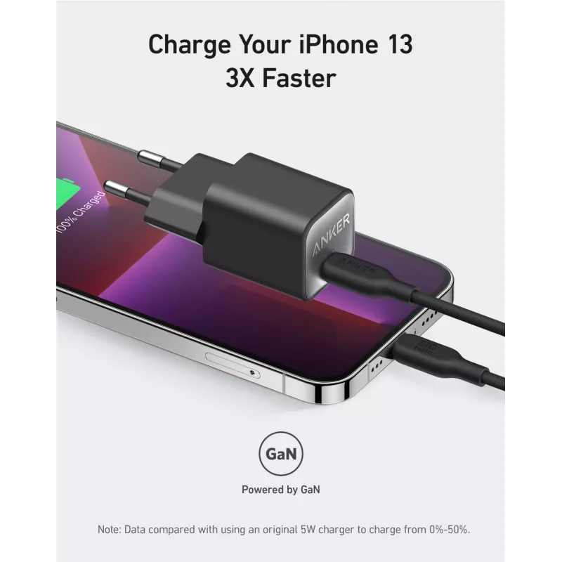 Sisemaine vahelduvvoolu laadija Anker 511 Nano 3 — 30 W, 1× USB-C, 100–240 V, must
