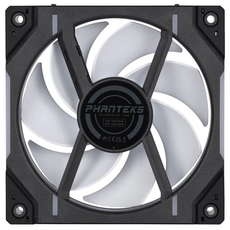 Phanteks D30 120 mm ARGB PWM korpuse ventilaatorid - must, 3-pakk