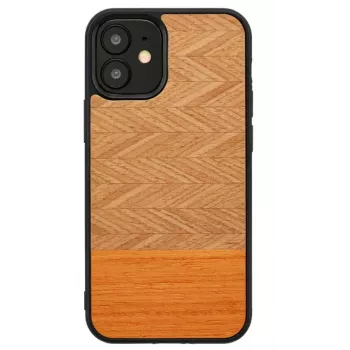 Man and Wood telefoniümbris iPhone 12 mini jaoks, herringbone arancia must