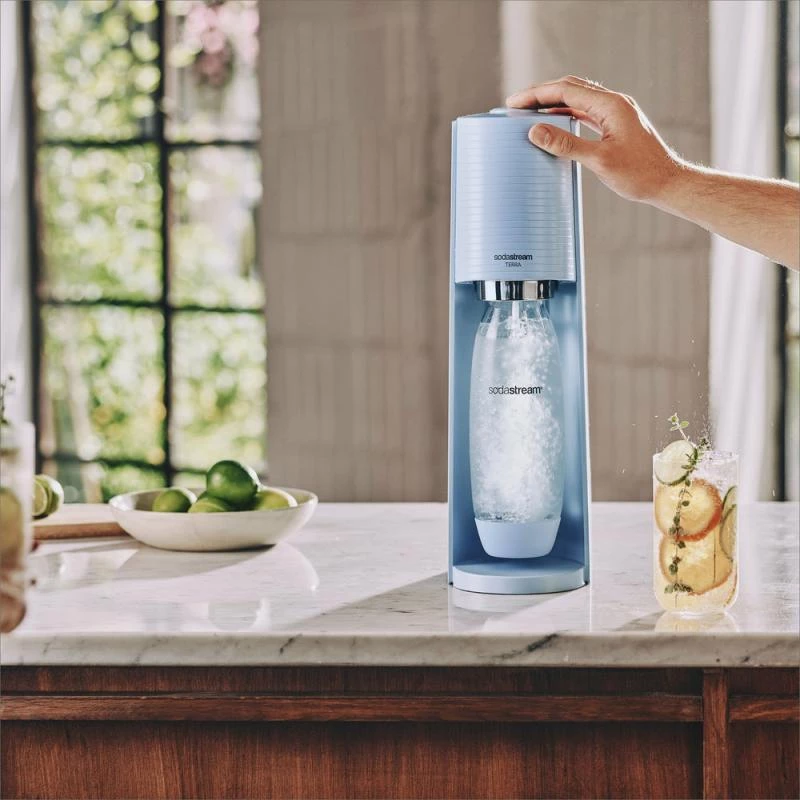 SodaStream Soda Maker Terra helesinine QC koos CO2 ja 1L PET pudeliga