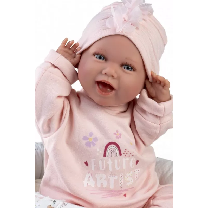 Beebinukk Llorens Mimi Baby 42 cm — realistlik nägu, naerab, pehme keha