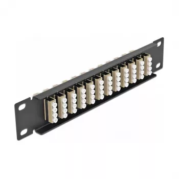 Fiiberoptiline patch-paneel DeLOCK 10 tolli 12 porti LC Quad beež 1U must