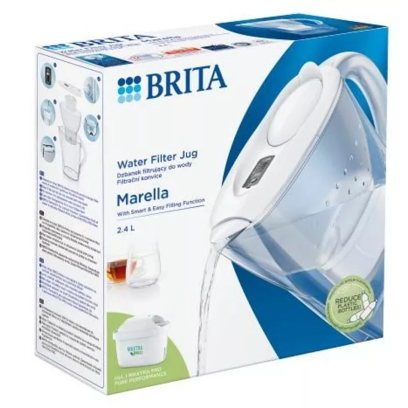 Veefiltrikann BRITA Marella koos Maxtra Pro filtriga, 2,4 L veepaak, valge, ergonoomiline käepide