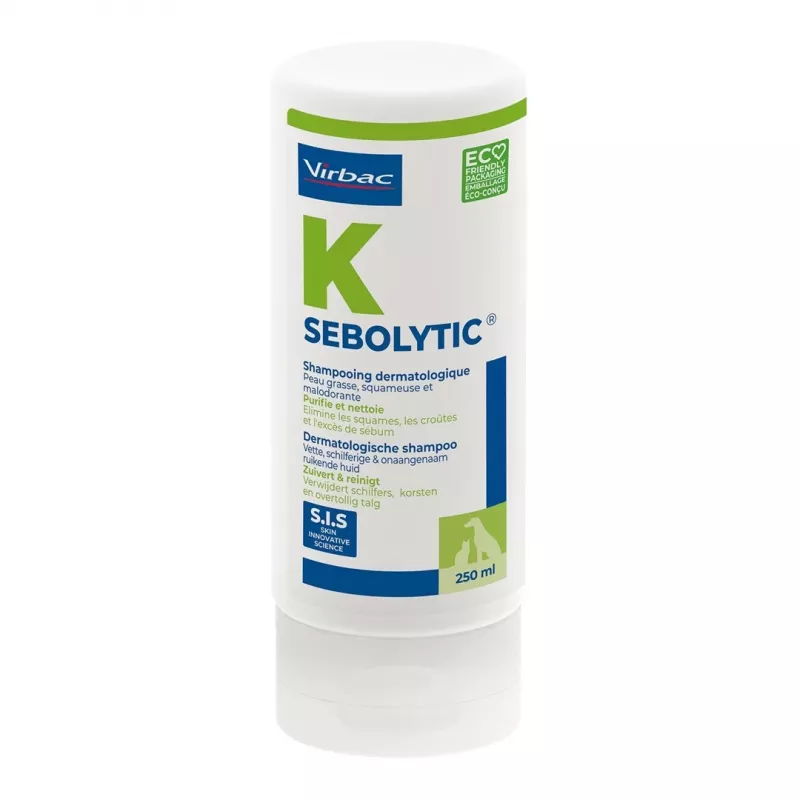 Šampoon VIRBAC SEBOLYTIC SIS 250 ml — veterinaarne seborröa ravi