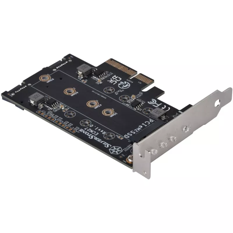 Silverstone SST-ECM27 M.2/SATA adapterkaart, PCIe 4.0, 1x M-Key, 2x SATA 6G - madal profiil