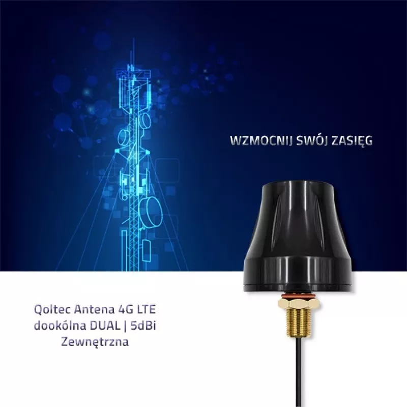 Mitmesuunaline 4G LTE antenn QOLTEC 57037, kahe polarisatsiooniga, 5 dBi võimendus