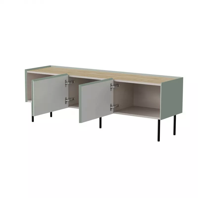 Cama FELLINI TV-kapp 150x40x52 oliivroheline + õlitatud tammest pealisplaat