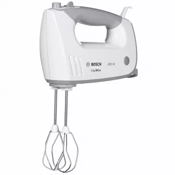 Käsisegisti Bosch MFQ36480 – 450 W, 5 kiirust turboga, hall/valge, visplid ja taignakonksud