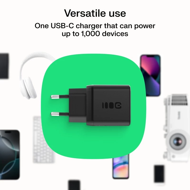Toiteadapter roheline Cell PowerSource Solo30 30W must — USB-C ühe pordiga laadija