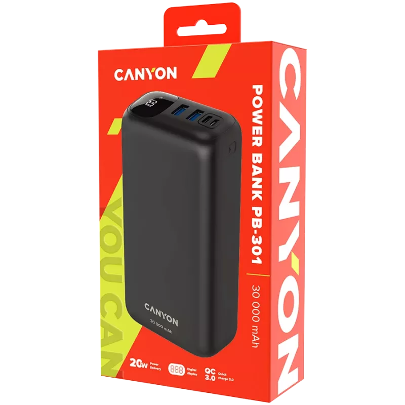 Canyon Powerbank PB-301 30000 mAh PD/QC/Display must jae