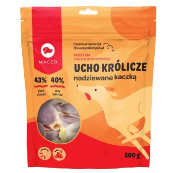 MACED hambaravimälupulk part küülikukõrvaga 500 g — kauakestev loodulik närimispulk, valgusisaldus 50%, sobib kõikidele tõugudele