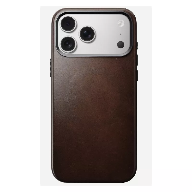 Mobiiltelefoni ümbris Nomad Traditional Leather ümbris iPhone 17 Pro Max jaoks, nahk/alumiinium/mikrokiud, sobib 6,9-tollisele (Pruun)