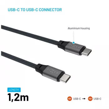 USB-C–USB-C magnetiline punutud kaabel FIXED FIXDBM-CC12-GR, USB 2.0, 1,2 m, hall