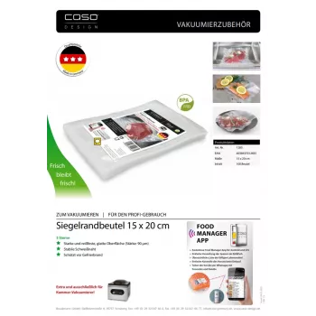 Caso | Tihendatud servadega kotid | 01283 | 100 kotti | Mõõdud (L x K) 15 x 20 cm
