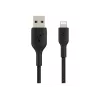 Punutud USB-Lightning kaabel 15 cm must
