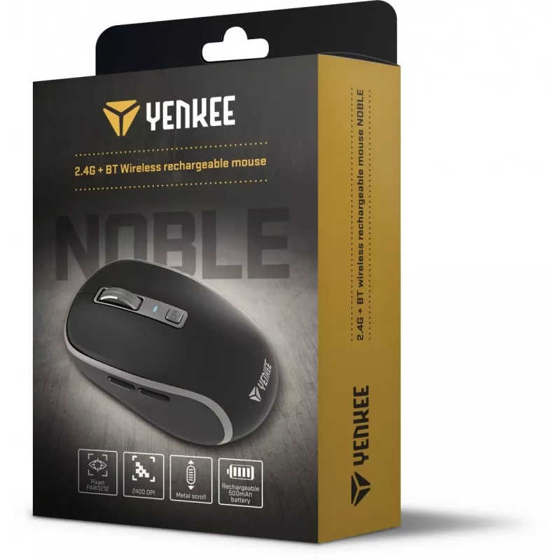 Dual WiFi+Bluetooth juhtmevaba hiir, laetav aku, 5 nuppu