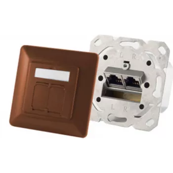 Pistikupesa 2 x RJ-45 ShiverPeaks 74280-BR — Cat6a, 500 MHz, pruun metallkorpus