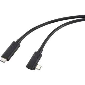 Renkforce Fibre Optic USB-C®-Displaykabel USB 3.2 Gen2 USB-C® Plug einseitig angled 10.00 m Must RF-5625884 (RF-5625884)