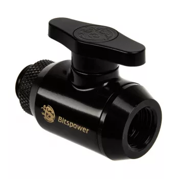 Bitspower Stopcock 1x F 1/4 tolli & 1x G1/4 tolli isane, pööratav - mattmust