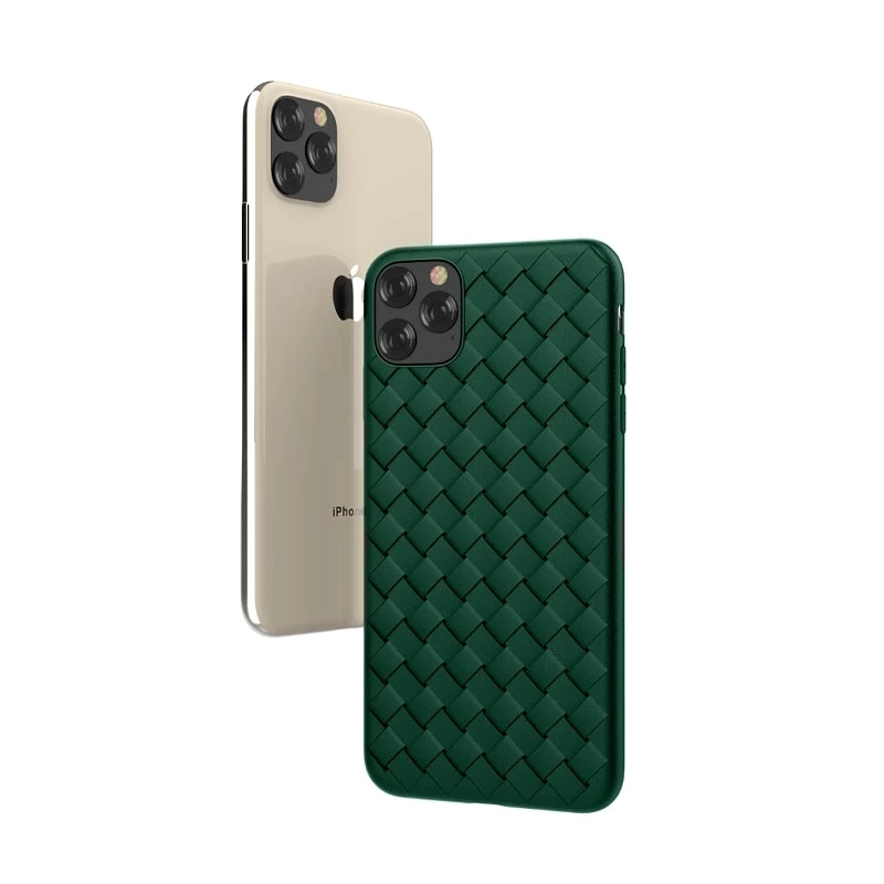 Devia pehme kaitseümbris iPhone 11 Pro Max jaoks – kootud mustriga, roheline