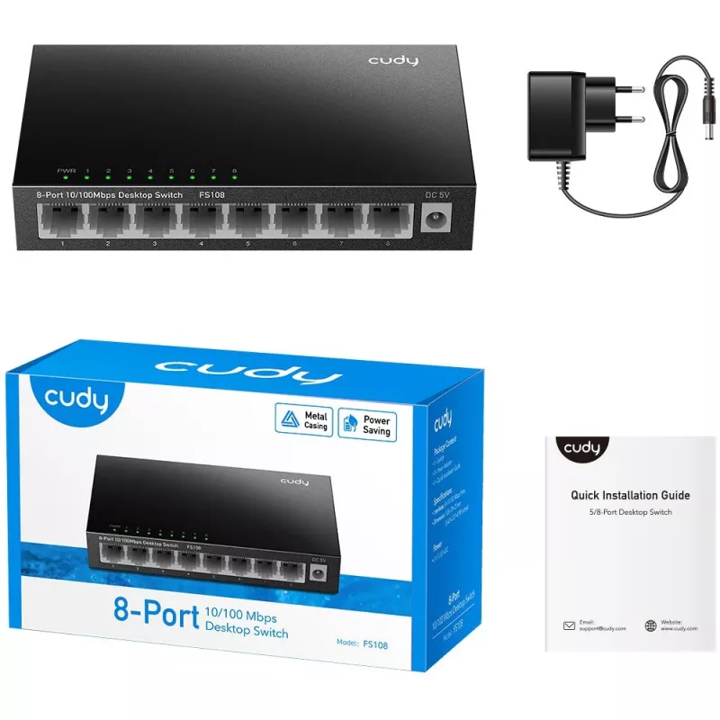 Haldamata kommutaator Cudy FS108 8 pordiga Fast Ethernet 10/100 must