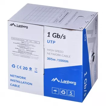 Võrgukaabel LANBERG LCU6-10CC-0305-BK U/UTP Cat6 305 m, 23 AWG, CCA, 250 MHz, must