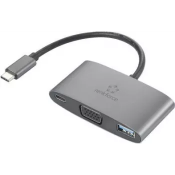 Renkforce USB-C®, VGA adapter [1x USB-C® pistik - 1x USB-C® pesa (toiteedastus), VGA-pesa, USB 3.2 Gen 1 A-tüüpi pesa (USB 3.0)] RF-HUB-151 (RF-4754992)