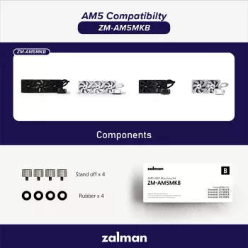 Kinnituskomplekt ZALMAN ZM-AM5MKB AMD protsessoritele, pesa ühilduvus AM5/AM4 emaplaatidega