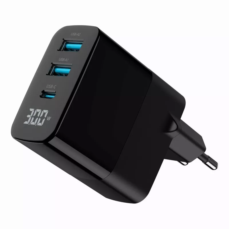 Gembird TA-UC-PDQC30LCD-BK-02 mobiilseadme laadija Universaalne Must AC Kiirlaadimine Siseruumides