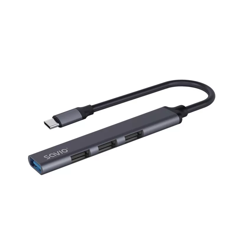 USB 3.0 4-pordiline liidesejaotur SAVIO AK-71 USB-C-hostiga, 5000 Mbit/s, 2-aastane garantii