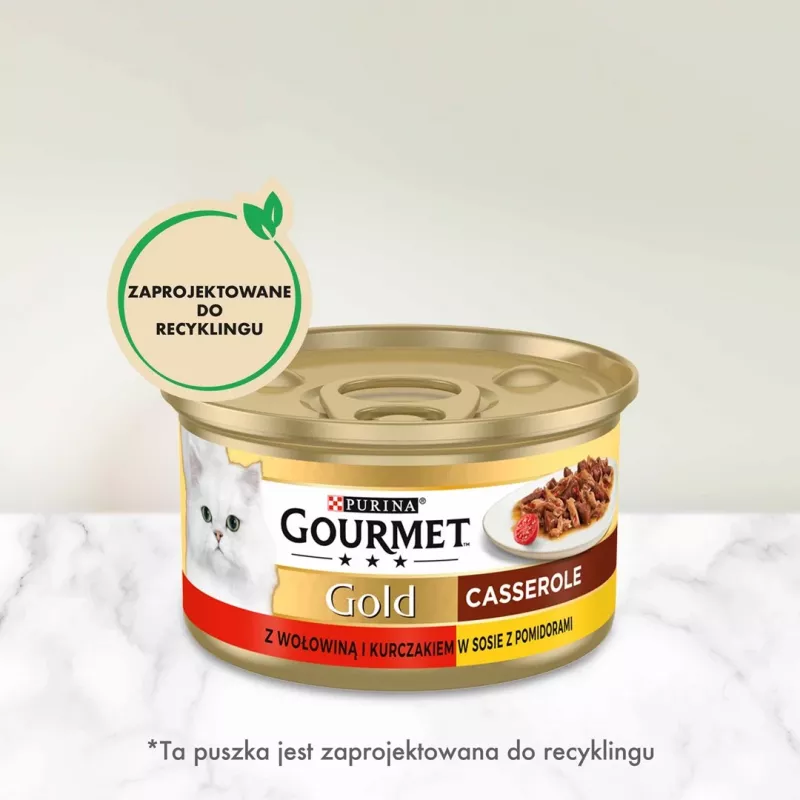 Märg kassitoit Gourmet (Purina) Gold 85 g — täiskasvanud, veiseliha ja kana