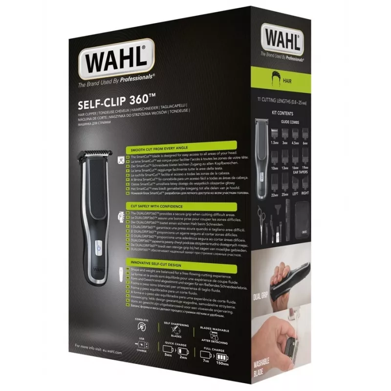 Wahl Self-Clip 360 Must, Hõbedane Liitiumioon (Li-Ion)