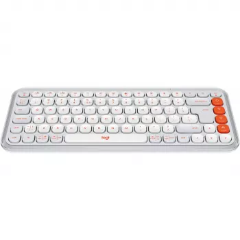 Logitech POP Icon Keys - klaviatuur - juhtmevaba - Bluetooth LE - QWERTY - USA rahvusvaheline - valge, oranž (920-013072)