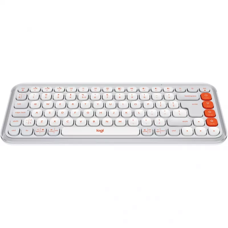 Logitech POP Icon Keys - klaviatuur - juhtmevaba - Bluetooth LE - QWERTY - USA rahvusvaheline - valge, oranž (920-013072)