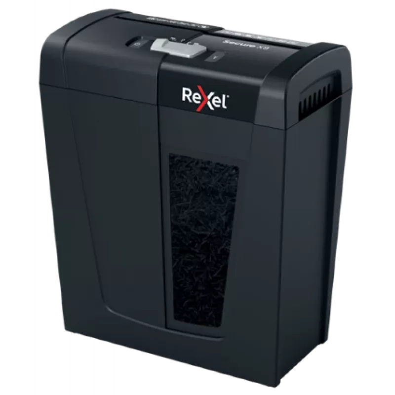 Paberihundi REXEL Secure X8 — ristlõige P-4, 4x40 mm, mahutavus 8 lehte, 14 l prügikast, must