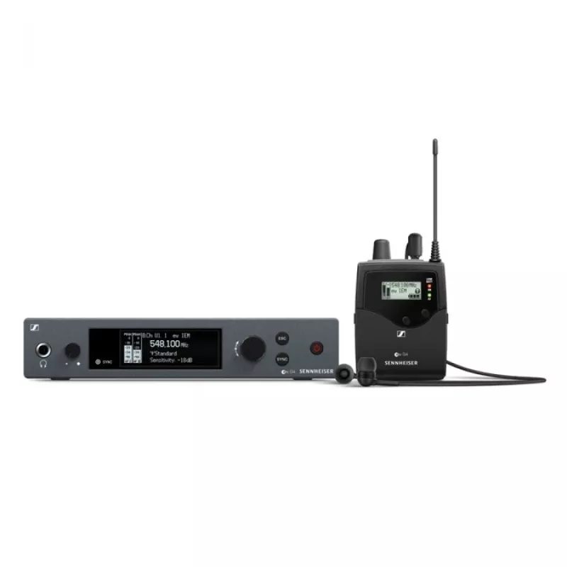 In-ear monitoring system Sennheiser EW IEM G4-A — UHF 516–558 MHz, bodypack receiver, transmitter, OLED/LCD, 16 Ω, 4–6 h runtime