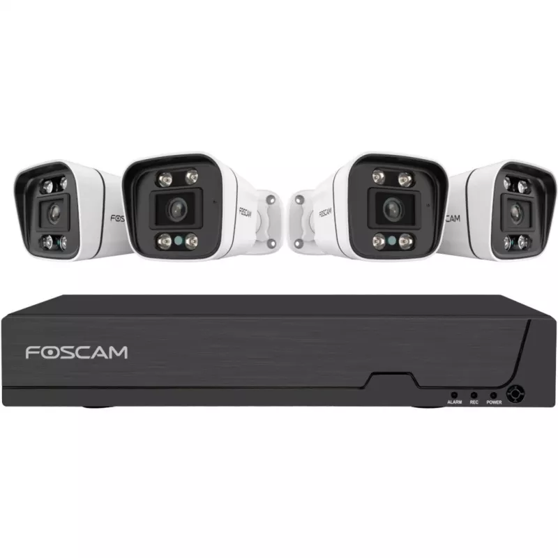 Foscam FNA108E-B4-2T Valvekaamerasüsteem Valge 4x 4K PoE Kuulkaamera, 1x 8-kanaliline NVR