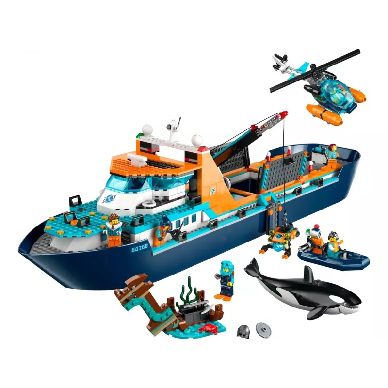 Ehituskomplekt LEGO City Arktika uurimislaev 60368 — 815 osa, 7+ aastat, 4 minifiguuri