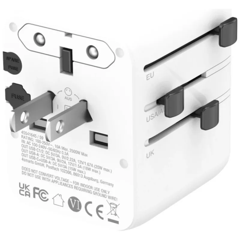 Reisiadapter 20W GaN Nomad 2xUSB-C + 1xA