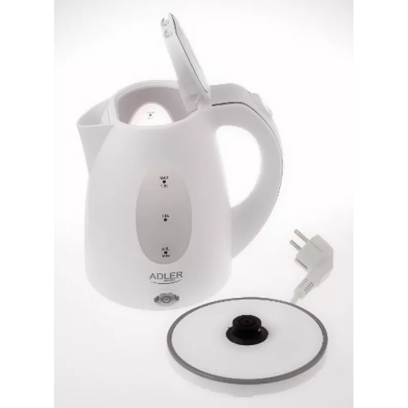 Adler | Veekeetja | AD 1207 | Standard | 2000 W | 1,5 L | Plastik | 360° pöörlev alus | Valge