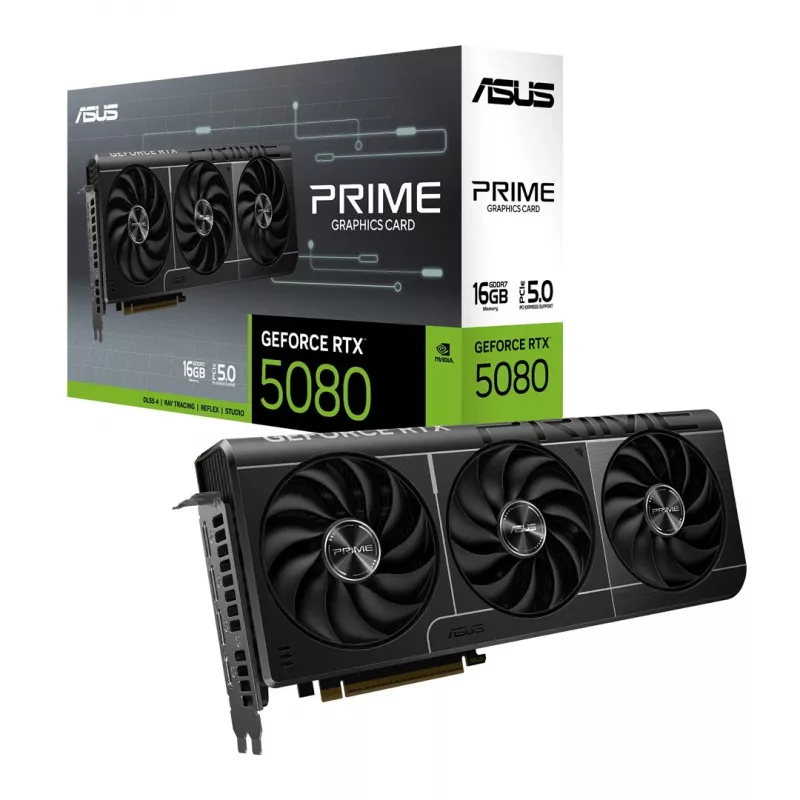 Videokaart ASUS GeForce RTX 5080 16 GB GDDR7 PCIe 5.0, 256-bit, 3 ventilaatorit, max eraldusvõime 7680×4320
