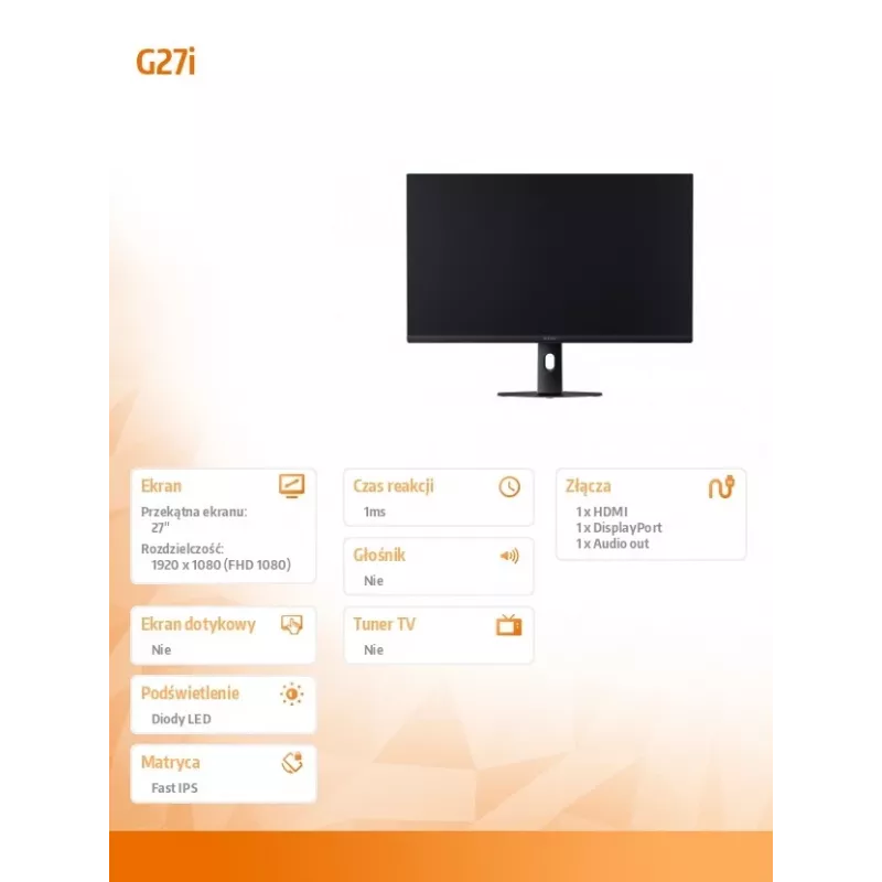 27-tolline arvutimonitor Xiaomi G27i 2026, 1920×1080 Full HD IPS LCD, 1 ms, 400 cd/m², VESA, must