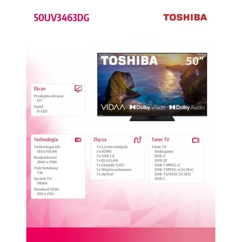 TV LED 50 tolli 50UV3463DG