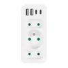 Toitepistikupesade jagaja MACLEAN MCE248 F/W — 3 vahelduvvoolu pistikupesa (1×16A, 2×6A) + 4×USB (2×A, 2×C PD 20W), EL-pistik, valge