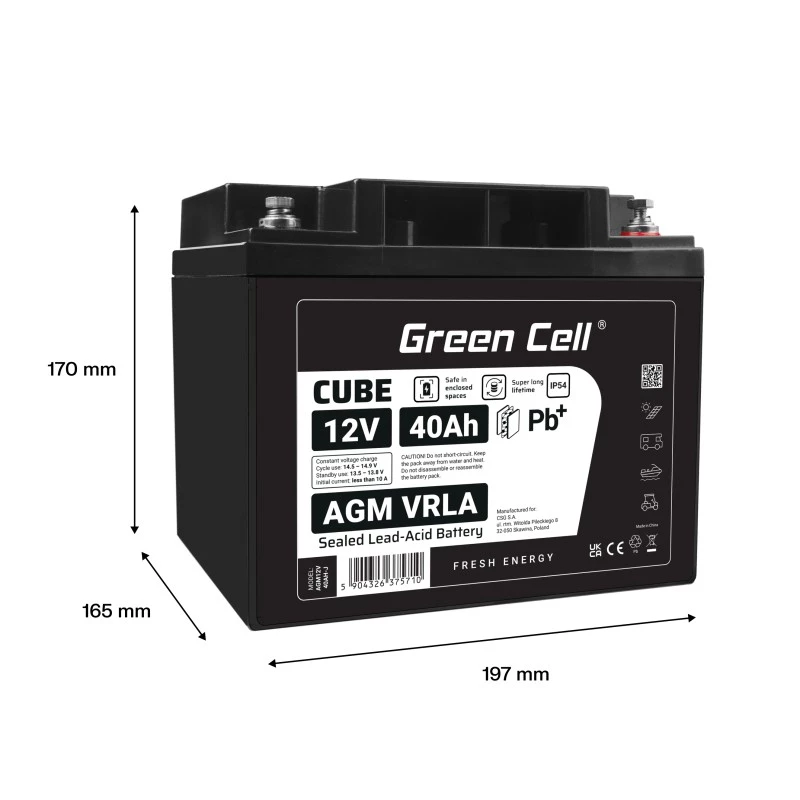 Aku AGM VRLA 12V 40Ah IP54