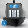 Akulaadija everActive NC1000MV2 — Ni-MH 4-pesaline USB-C laadija, 4 akut, 5 V, must, 110×99×38 mm